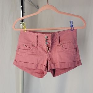 YMI Dusty Rose Jean Shorts junior's size 1, button closure